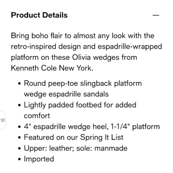 Kenneth Cole Olivia Blue Suede Espadrille Wedges Size 8M - Picture 6 of 6